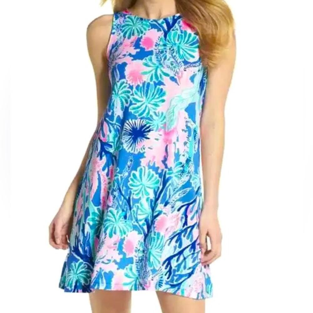 Lilly Pulitzer Kristen Swing Dress Jet Stream Size L Large
